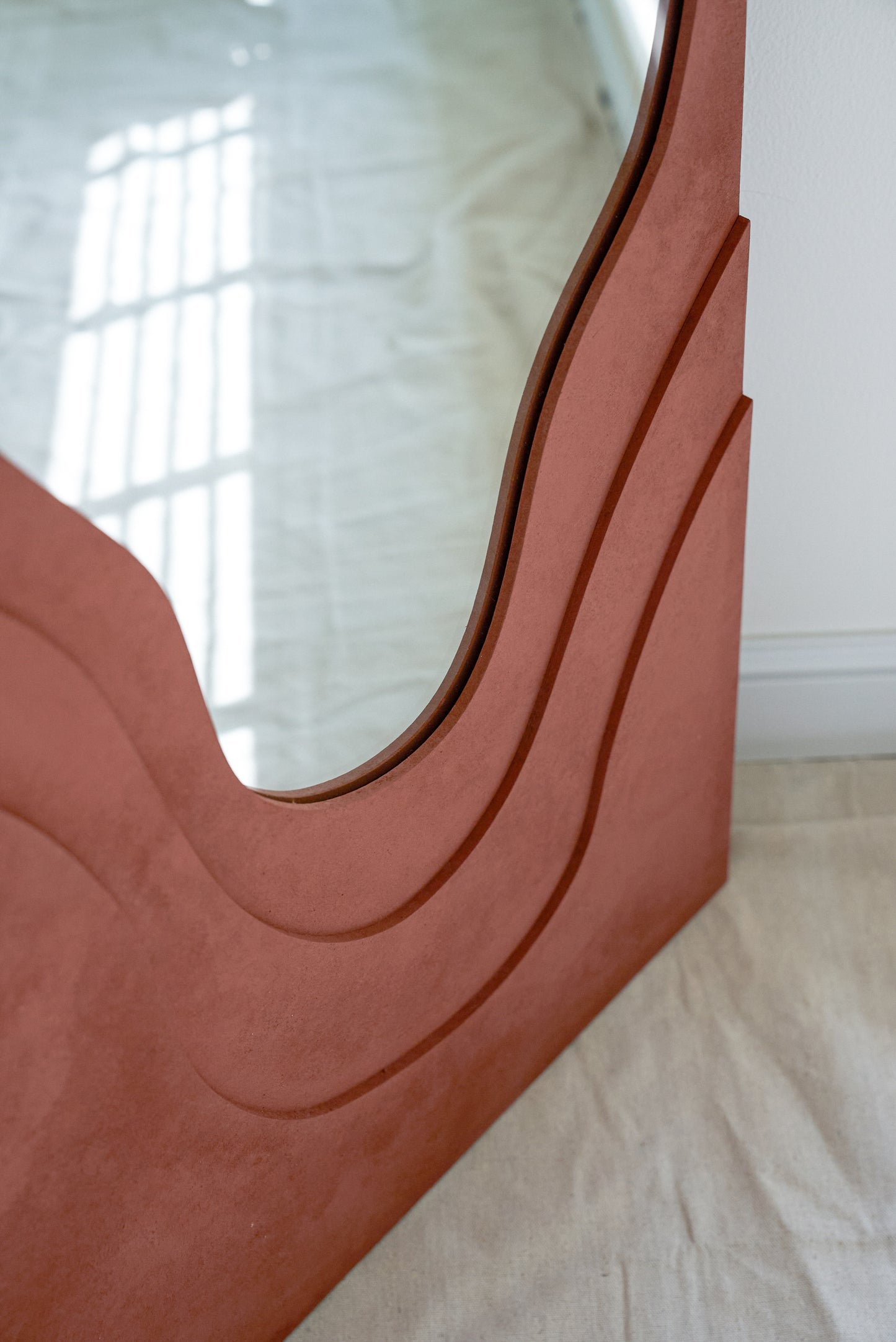 Square Curve Mirror Burgundy