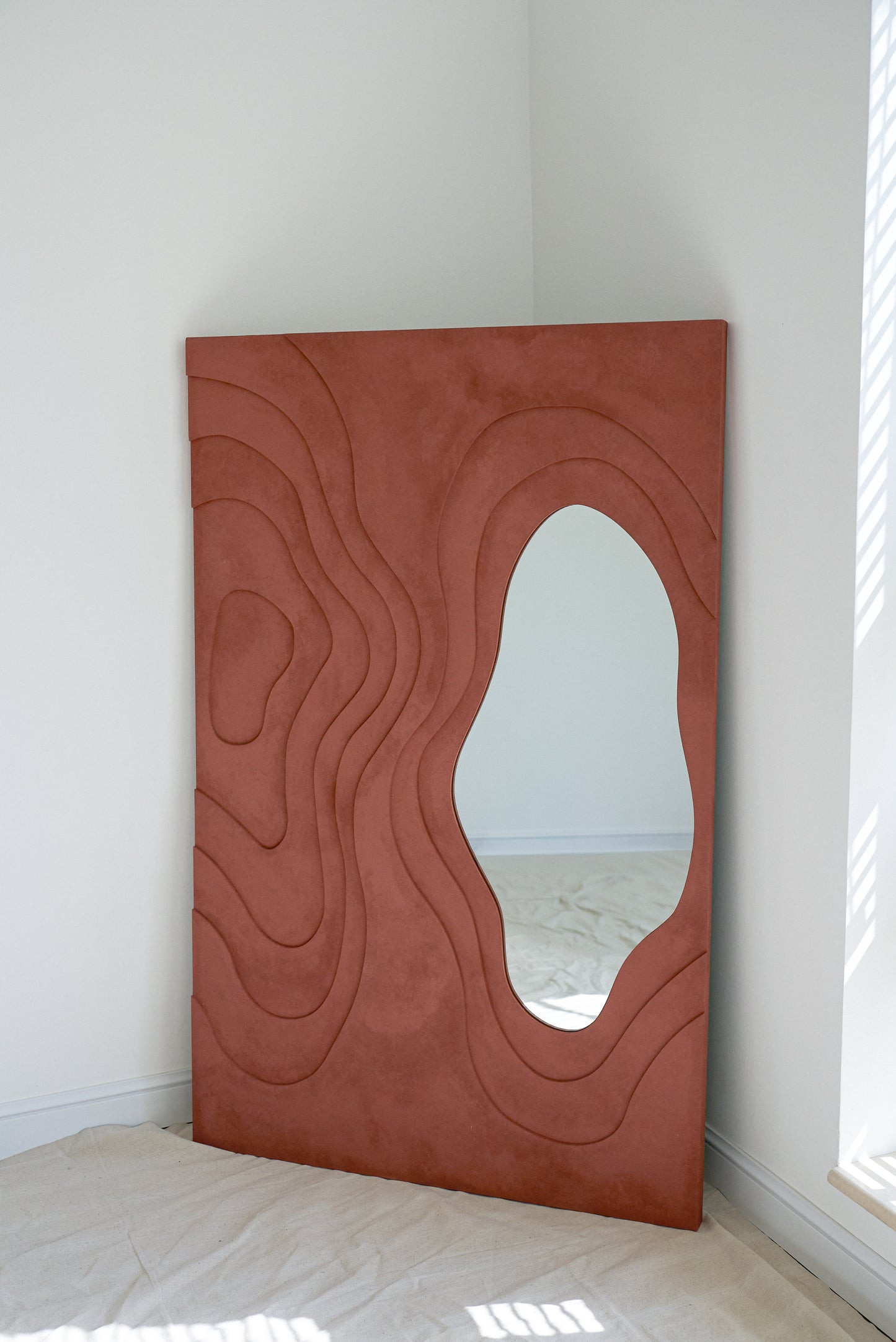 Square Curve Mirror Burgundy