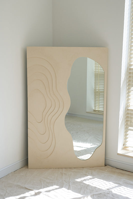 Square Curve Mirror Beige