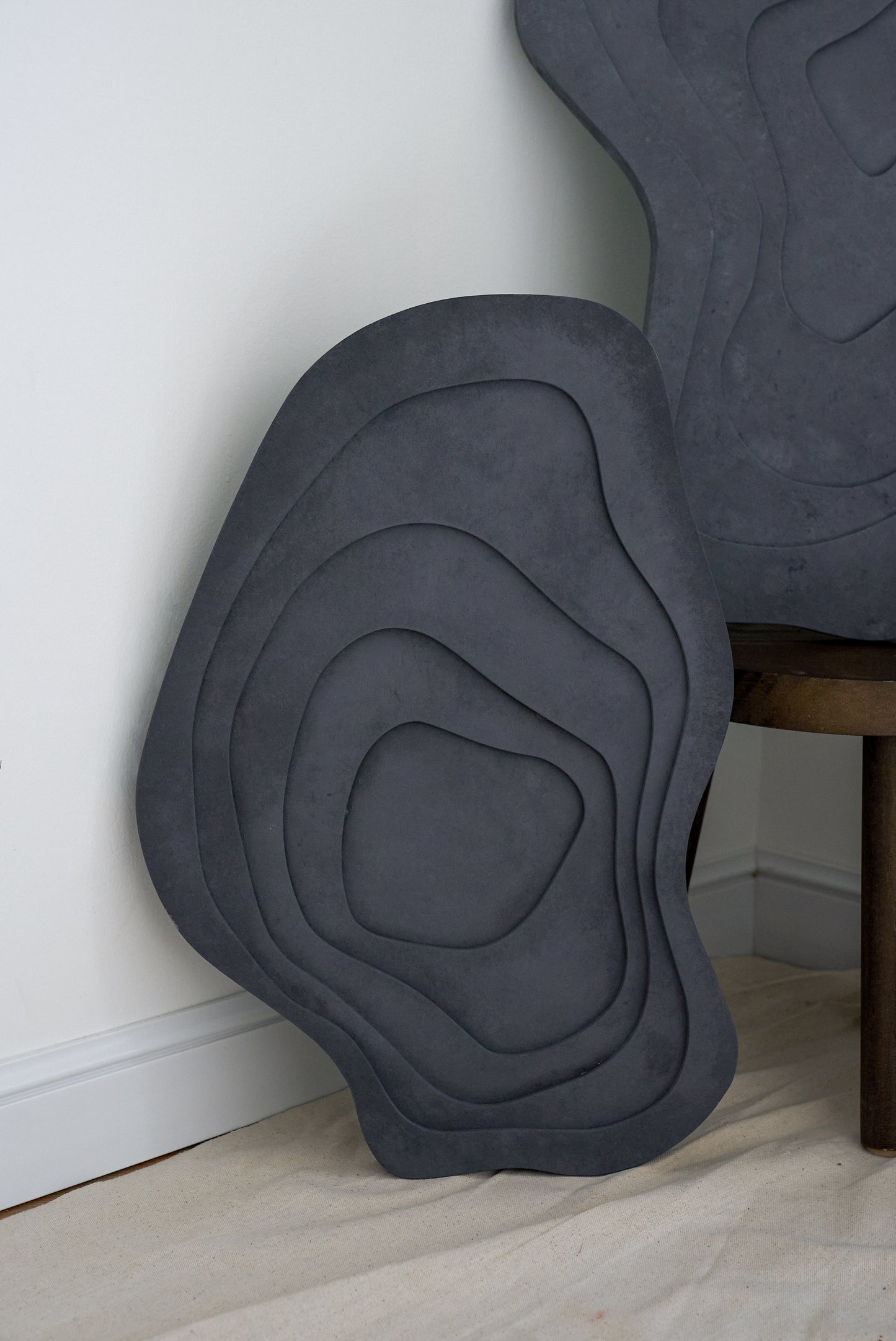 Three-piece textured wall art "Volcanic Noir"