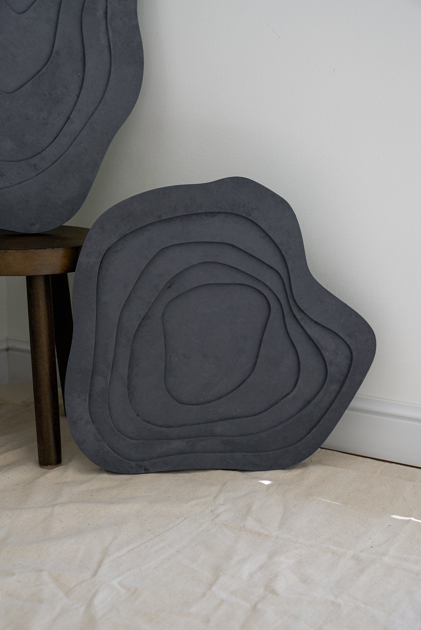 Three-piece textured wall art "Volcanic Noir"